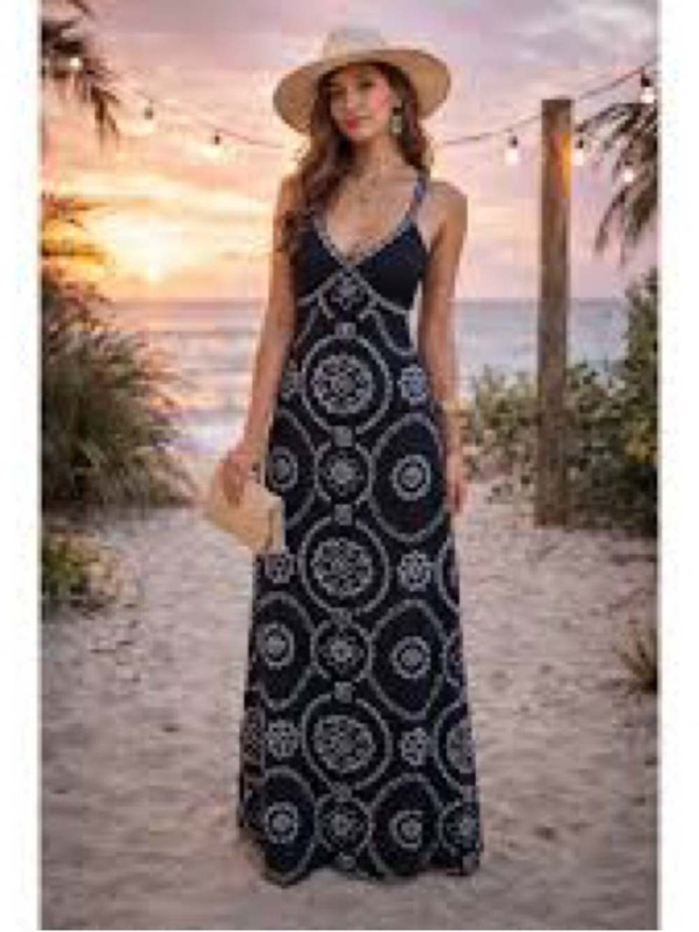 INC International Concepts Black Metallic Embroidered Maxi Dress